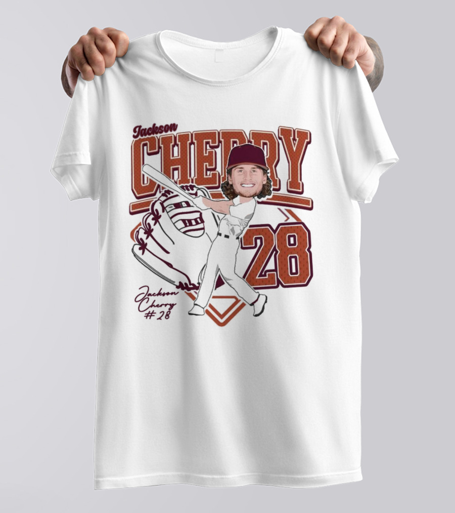 Cherry Baseball Jackson #28 Player Portrait 2025 T-Shirt