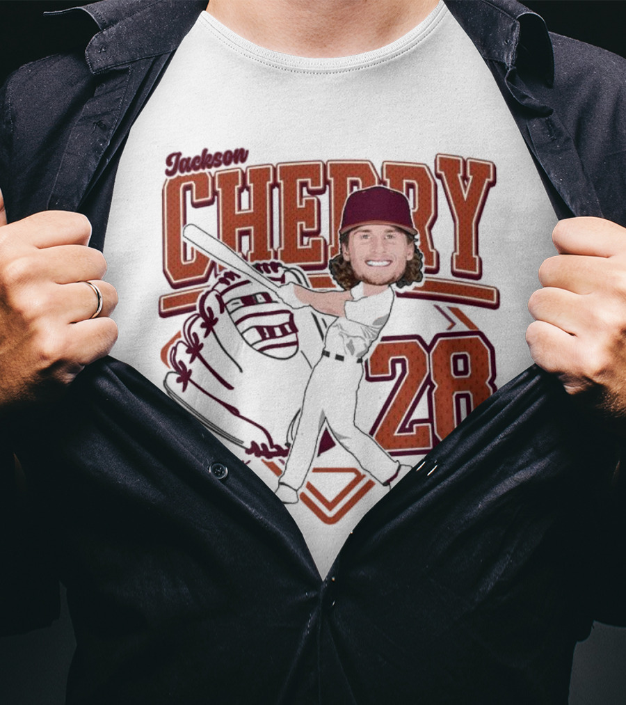 Cherry Baseball Jackson #28 Player Portrait 2025 T-Shirt