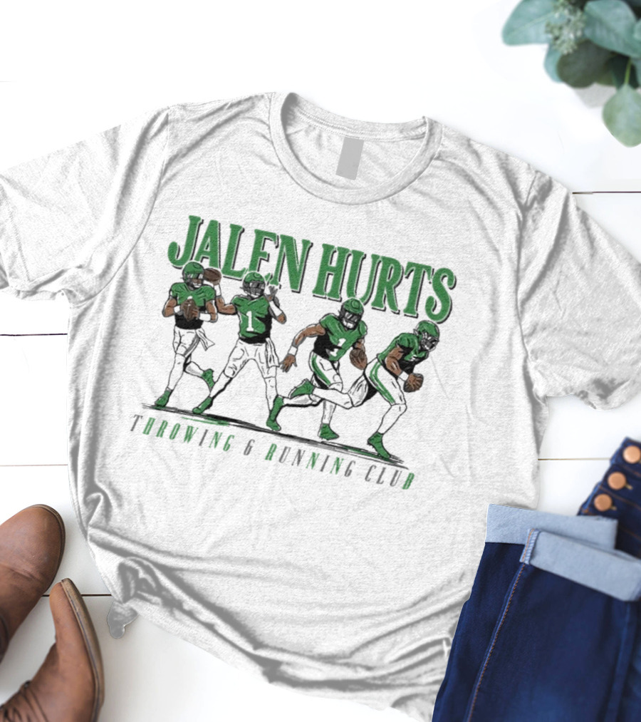 Jalen Hurts Dual Threat Throwing Running Action Figures Sports Apparel T-Shirt