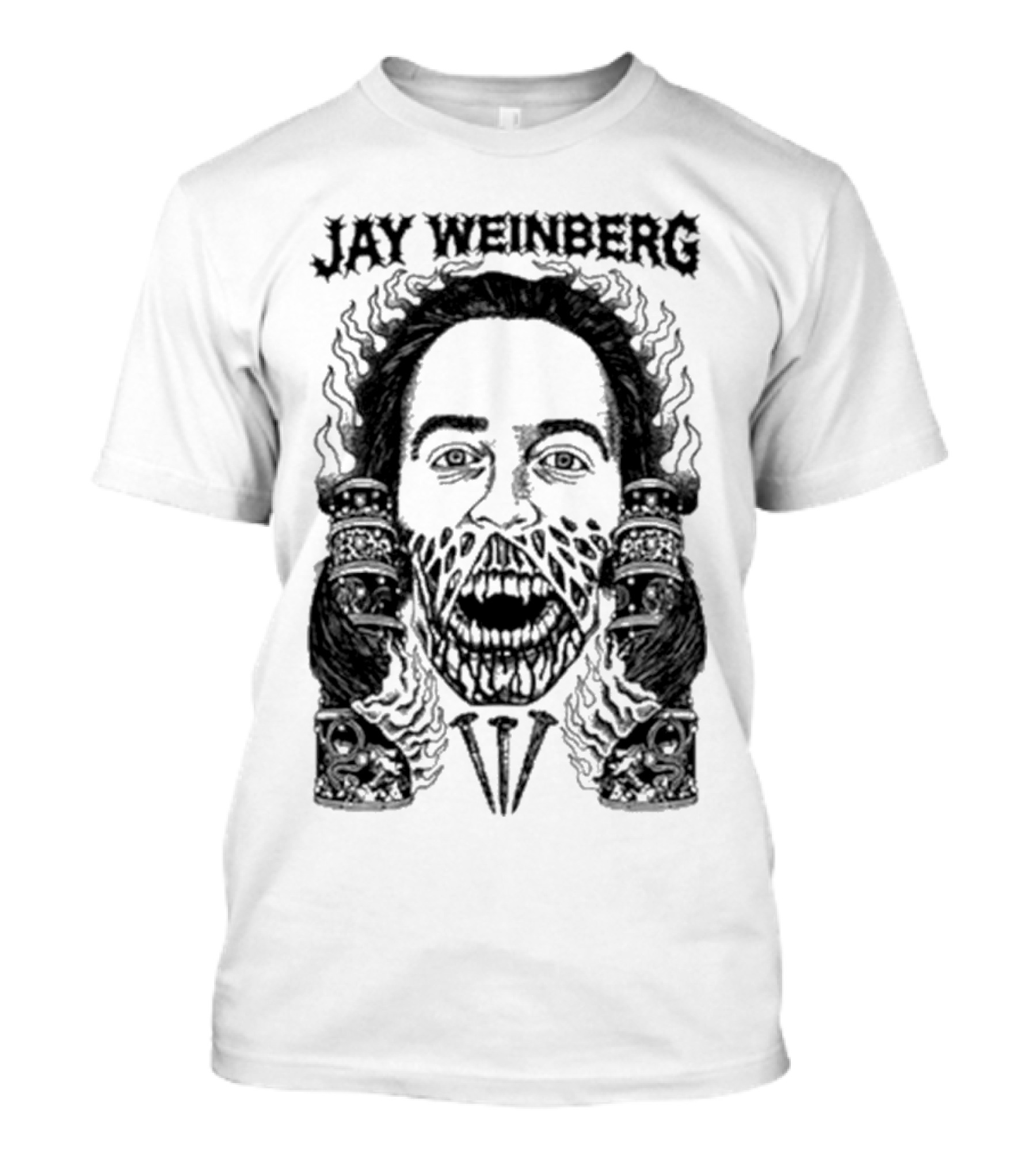 JW X Death Traitors Collab Masked Face And Skeletal Hands T-Shirt