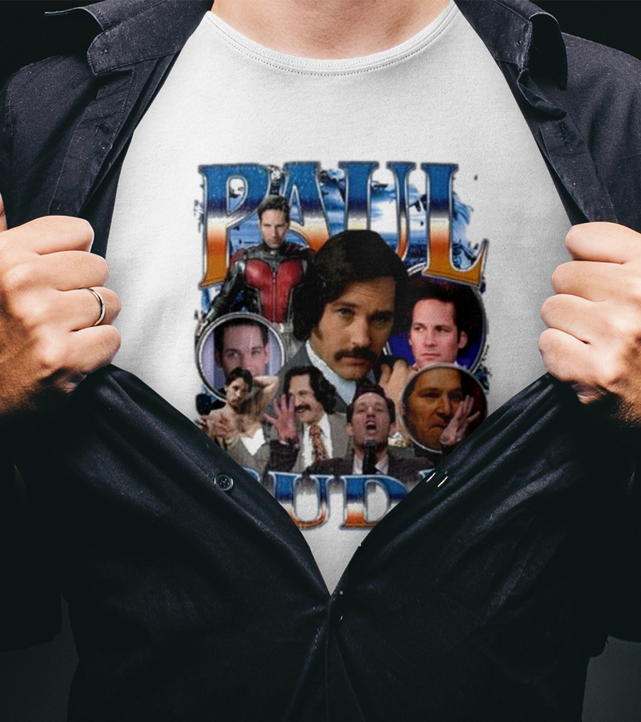 Paul Rudd 90’s Bootleg Ant-Man Anchor Improv Comedy Collage T-Shirt