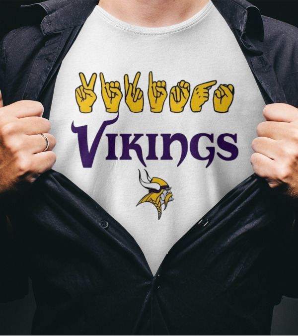 Minnesota Vikings NFL ASL Love Sign American Sign Language T-Shirt