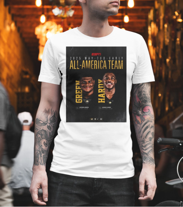 ESPN 2025 Way-Too-Early All-America Team Cayden Green Ahmad Hardy Missouri Tigers T-Shirt
