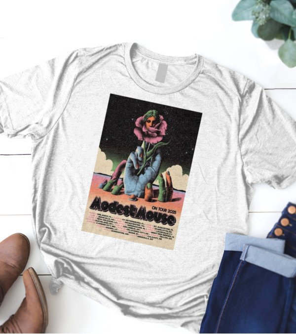 Modest Mouse Tour 2025 Hand Holding Flower With Tour Dates T-Shirt