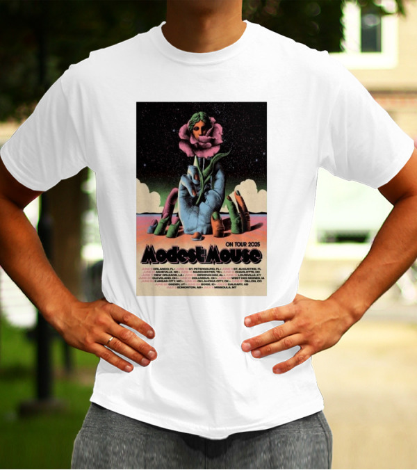 Modest Mouse Tour 2025 Hand Holding Flower With Tour Dates T-Shirt