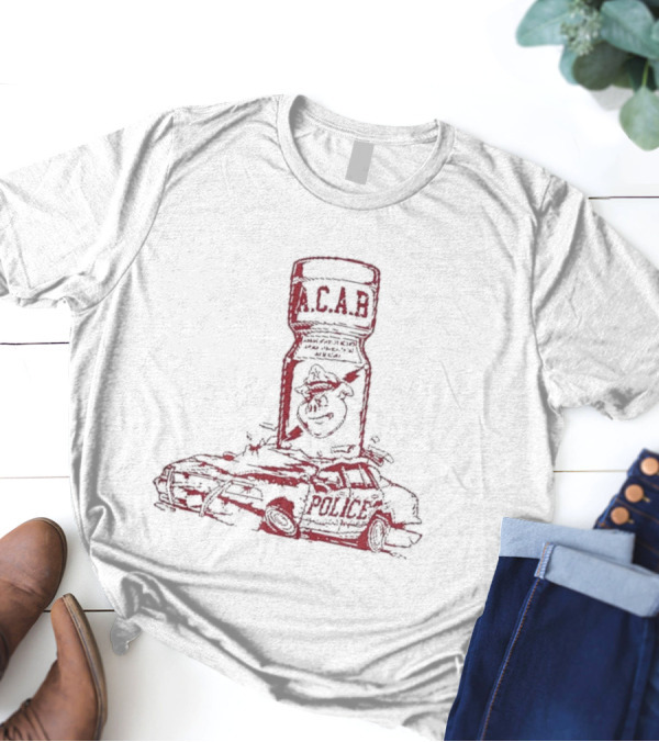 More Poppers Less Coppers ACAB Police Car T-Shirt