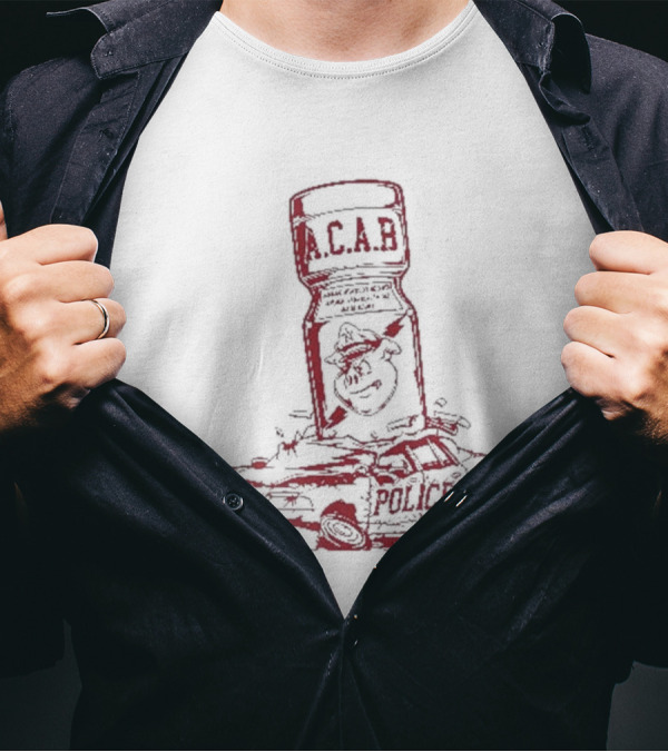 More Poppers Less Coppers ACAB Police Car T-Shirt