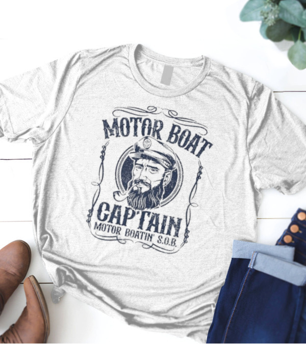 Motor Boat Captain Motor Boati Sob Vintage Nautical Theme T-Shirt