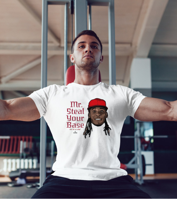 Mr Steal Your Base Elly De La Cruz Red Cap Portrait T-Shirt