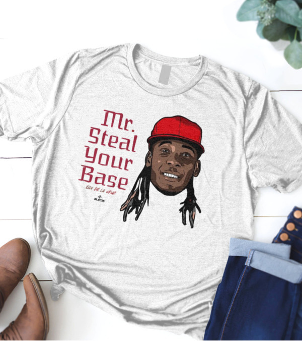 Mr Steal Your Base Elly De La Cruz Red Cap Portrait T-Shirt