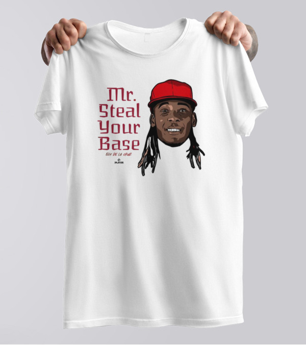 Mr Steal Your Base Elly De La Cruz Red Cap Portrait T-Shirt