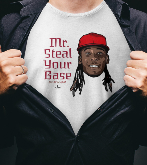 Mr Steal Your Base Elly De La Cruz Red Cap Portrait T-Shirt
