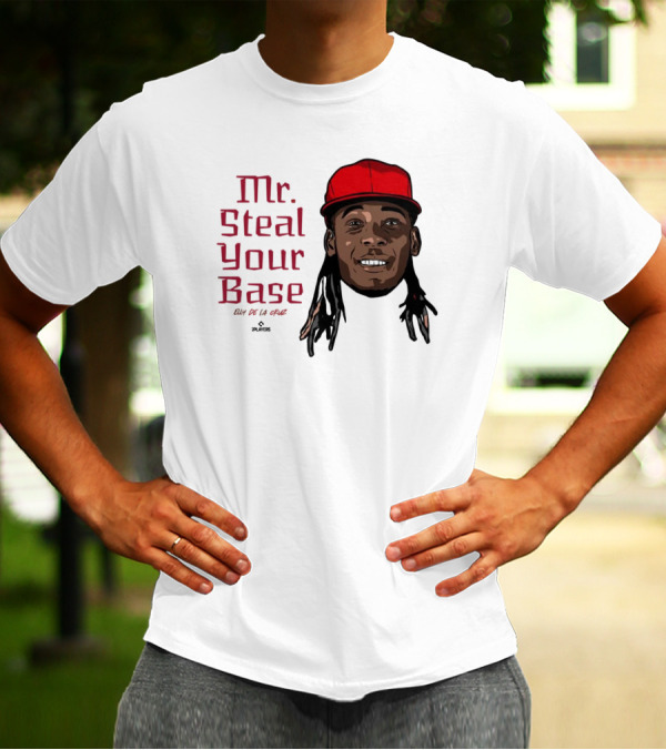 Mr Steal Your Base Elly De La Cruz Red Cap Portrait T-Shirt