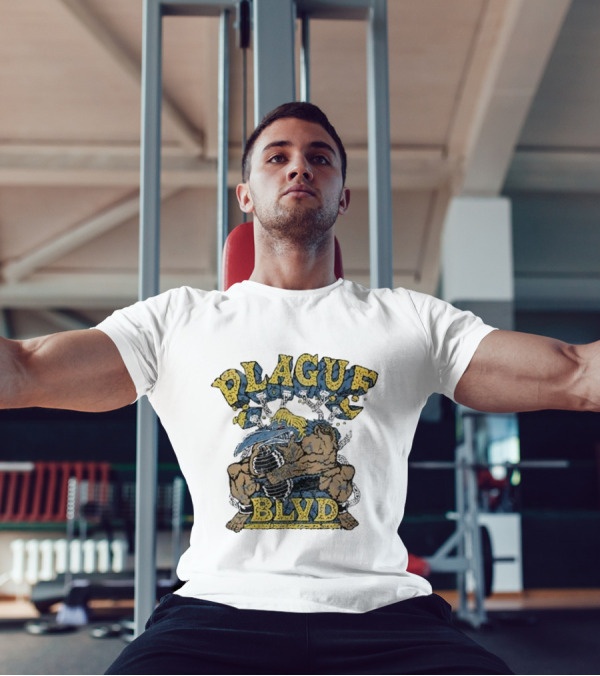 Plague Blvd Gym Boss Bodybuilder With Dumbbells T-Shirt