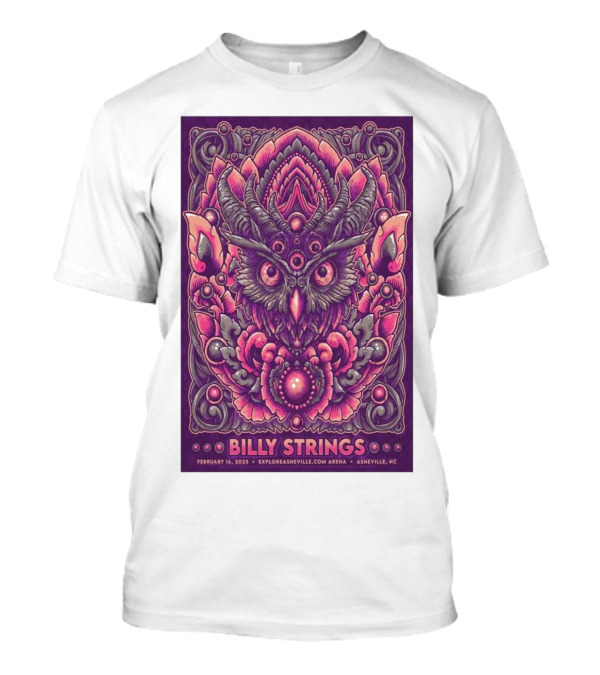 Billy Strings Exploreasheville.com Arena February 16 2025 Asheville NC Owl Design T-Shirt