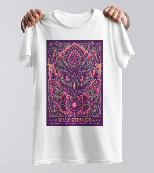 Billy Strings Exploreasheville.com Arena February 16 2025 Asheville NC Owl Design T-Shirt