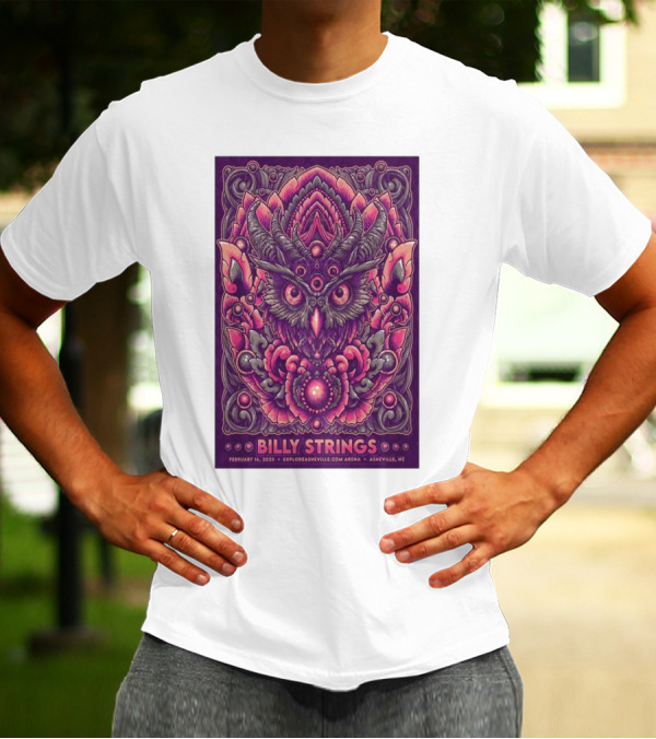 Billy Strings Exploreasheville.com Arena February 16 2025 Asheville NC Owl Design T-Shirt