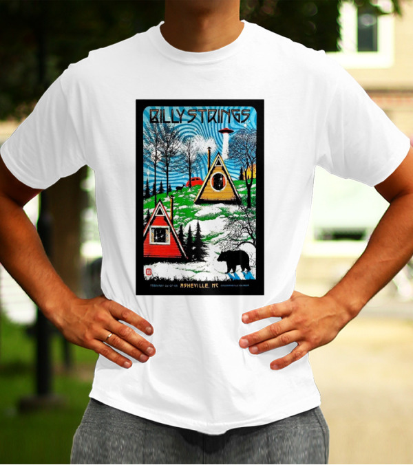 Billy Strings Feb 6-8 2025 ExploreAsheville.com Arena NC Cabin UFO Bear Forest T-Shirt