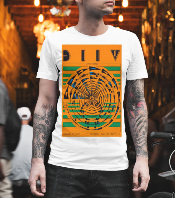 DIIV February 22 2025 SLO Brew San Luis Obispo CA Support Kraus T-Shirt