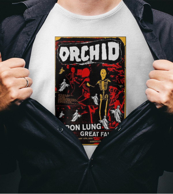Orchid Iron Lung Great Falls Feb 10 2025 Substation Seattle WA T-Shirt