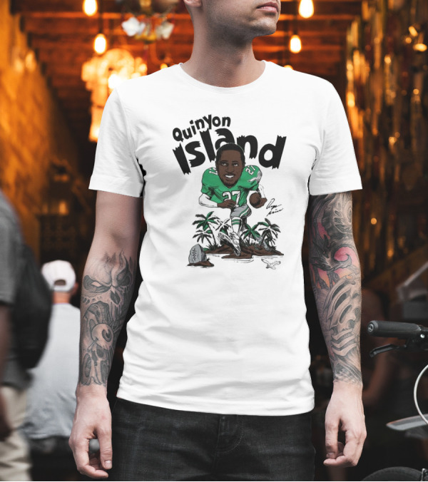 Quinyon Island Philadelphia Eagles NFL Caricature Player Signature 27 T-Shirt