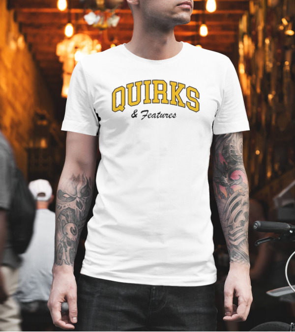 Quirks Bold Yellow Arch Text T-Shirt