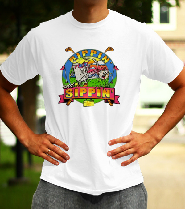Rippin’ And Sippin’ Golf Old Row Funny Cartoon Golfing Cooler T-Shirt