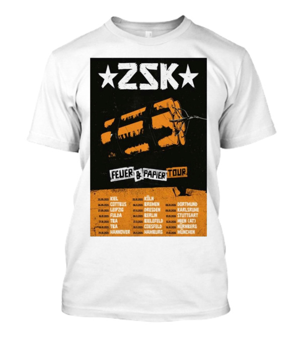 ZSK Feuer And Papier Tour 2025 Kiel Cottbus Leipzig Fulda Tour Dates T-Shirt