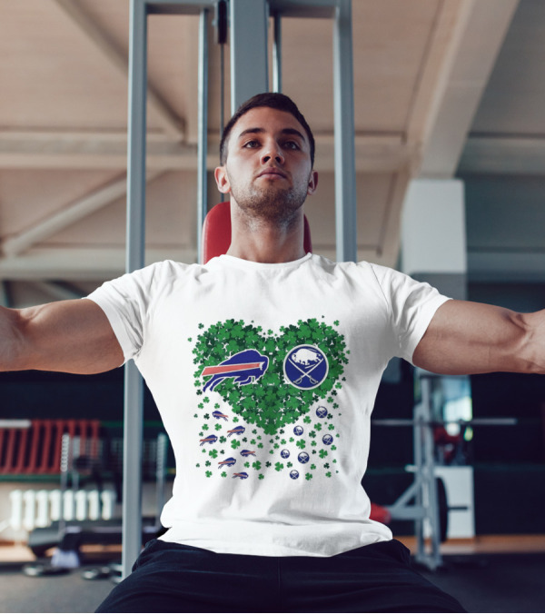 Buffalo Bills Heart Shamrock With Buffalo Hockey Symbol T-Shirt