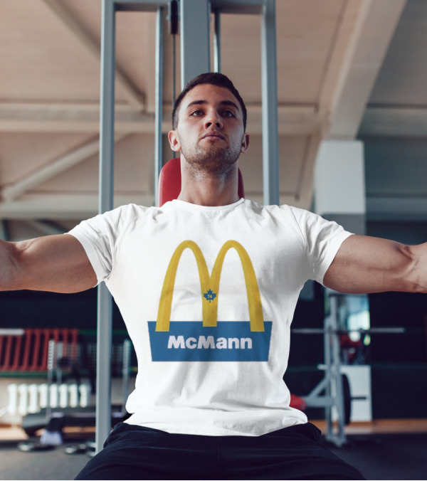McMann 74 Maple Leaf Blue And Yellow Arches T-Shirt