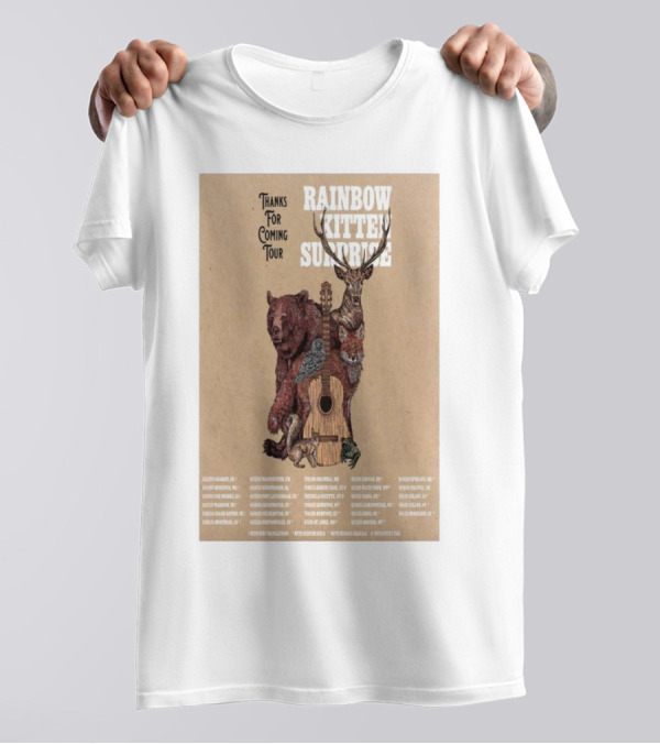 Rainbow Kitten Surprise Thanks For Coming Tour 2025 Wildlife Guitar Art T-Shirt