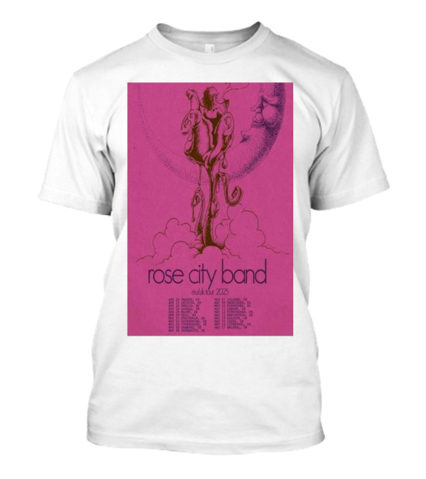 Rose City Band EU UK Tour 2025 Moon And Clouds Illustration With Concert Dates T-Shirt