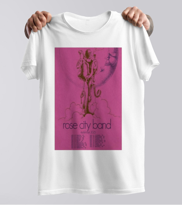 Rose City Band EU UK Tour 2025 Moon And Clouds Illustration With Concert Dates T-Shirt