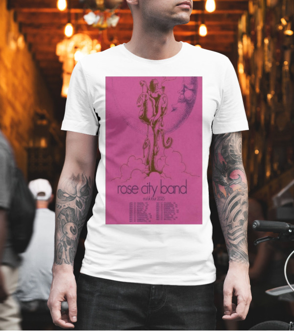 Rose City Band EU UK Tour 2025 Moon And Clouds Illustration With Concert Dates T-Shirt