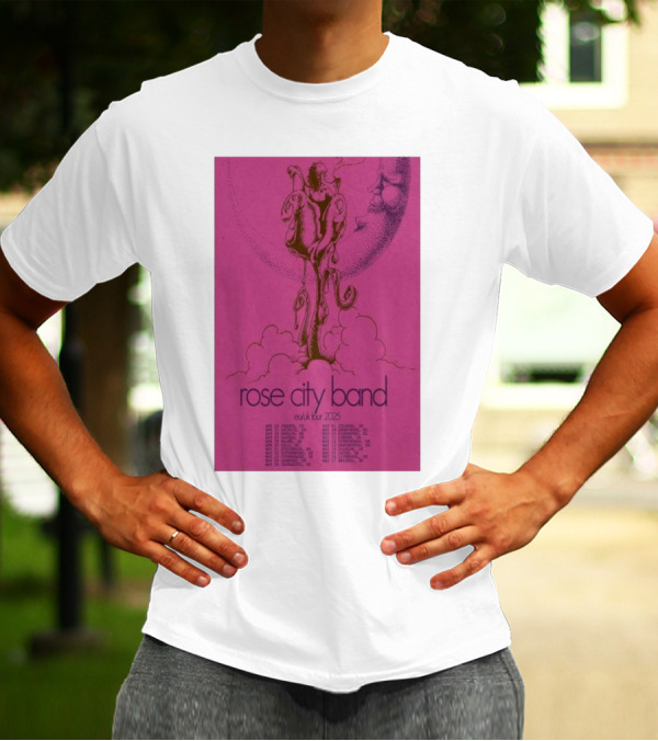 Rose City Band EU UK Tour 2025 Moon And Clouds Illustration With Concert Dates T-Shirt