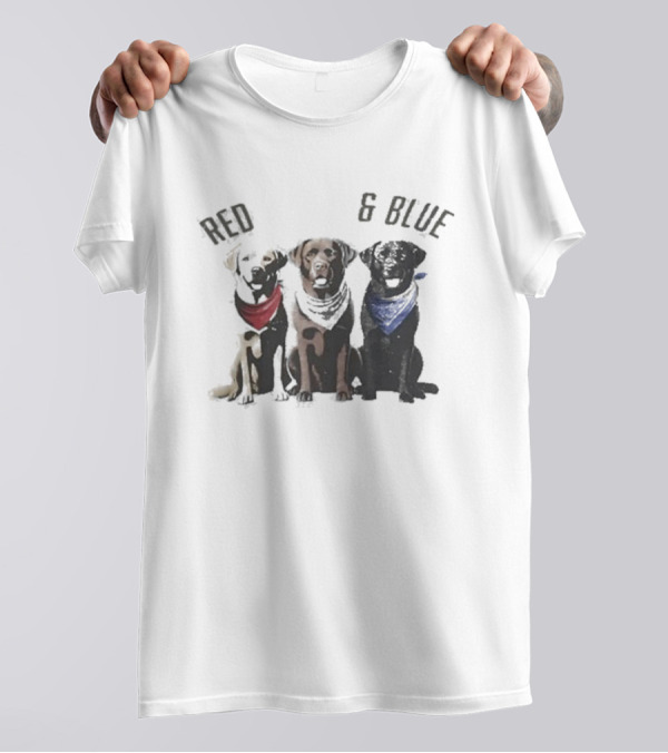 Red White And Blue Dogs Bandana Trio T-Shirt