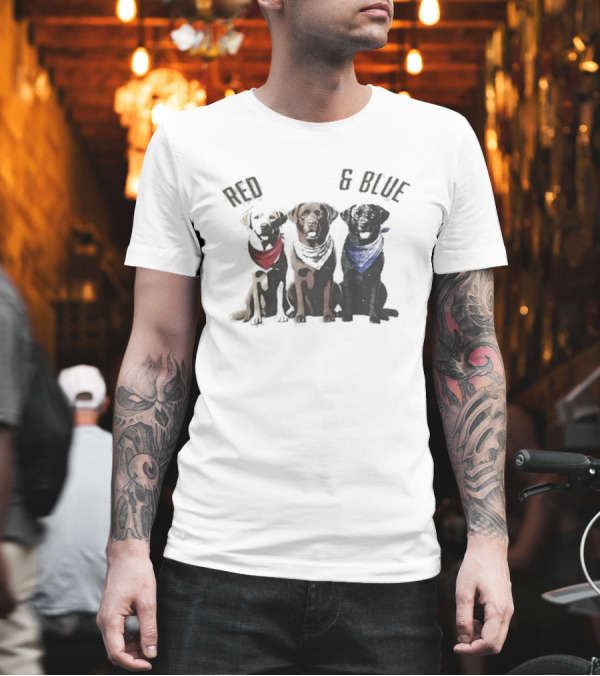 Red White And Blue Dogs Bandana Trio T-Shirt