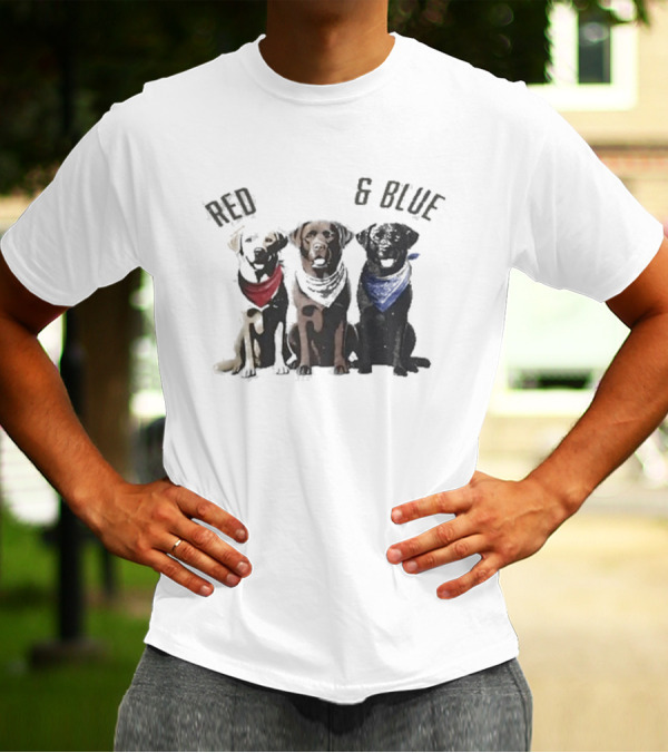 Red White And Blue Dogs Bandana Trio T-Shirt