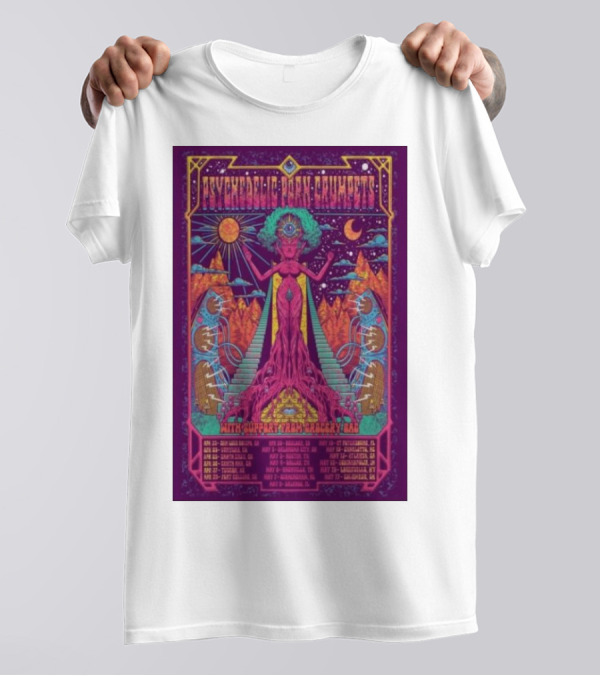 Psychedelic Porn Crumpets 2025 Tour Santa Ana April 26 With Support From Crocodylus T-Shirt