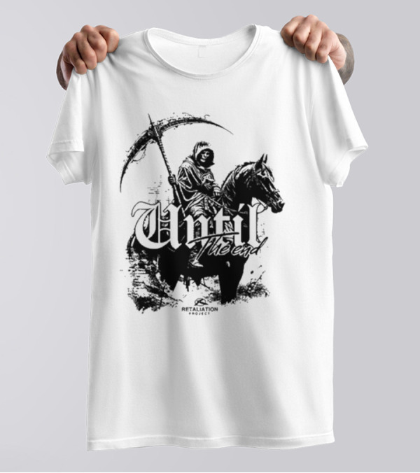 Retaliation Project Until The End Eternal Distressed Skull Design T-Shirt