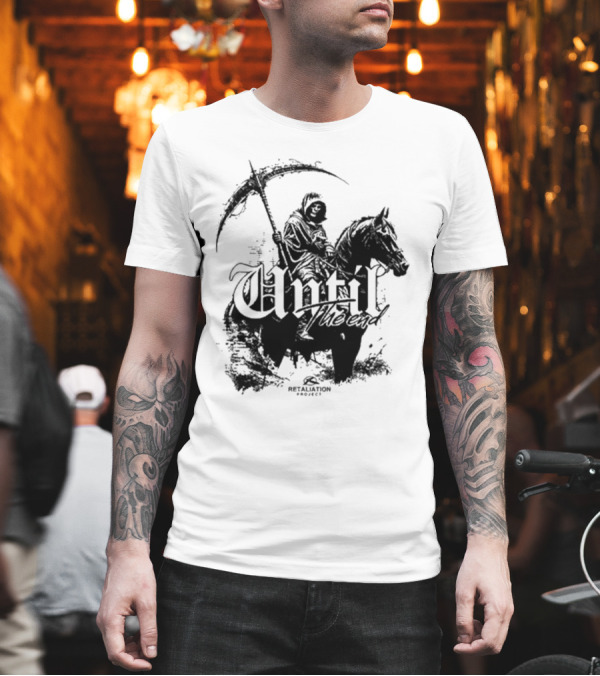 Retaliation Project Until The End Eternal Distressed Skull Design T-Shirt