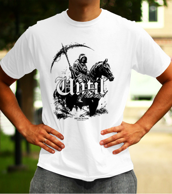 Retaliation Project Until The End Eternal Distressed Skull Design T-Shirt