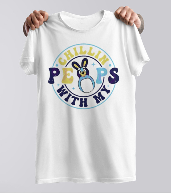 Chillin With My Peeps Bluey Easter Bunny Retro T-Shirt