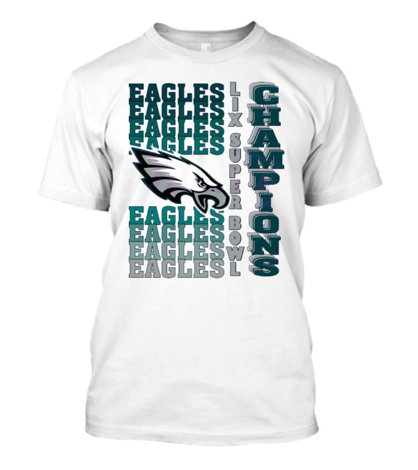 Philadelphia Eagles LIX Super Bowl Champions Gradient Wordmark Vintage NFL T-Shirt