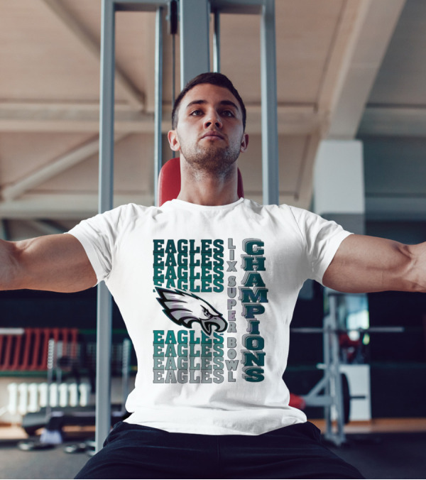 Philadelphia Eagles LIX Super Bowl Champions Gradient Wordmark Vintage NFL T-Shirt