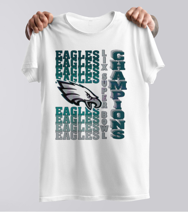Philadelphia Eagles LIX Super Bowl Champions Gradient Wordmark Vintage NFL T-Shirt