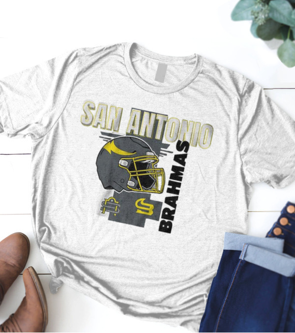 San Antonio Brahmas Football Helmet Pillow Block And SB Logo T-Shirt