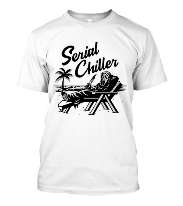Serial Chiller Ghost Face Halloween Mask Drinking Pizza Eating Ghostbusters Lounge T-Shirt
