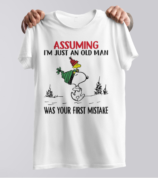 Assuming I'm Just An Old Man Snoopy And Woodstock Christmas Theme T-Shirt