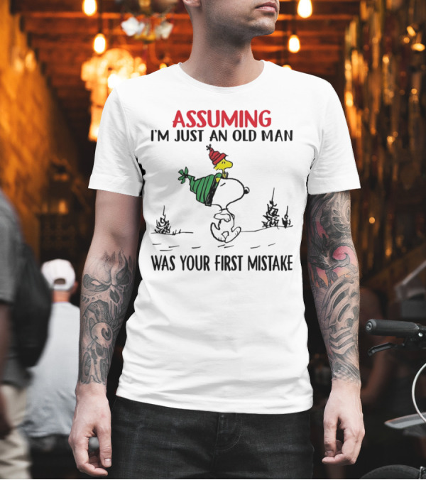Assuming I'm Just An Old Man Snoopy And Woodstock Christmas Theme T-Shirt